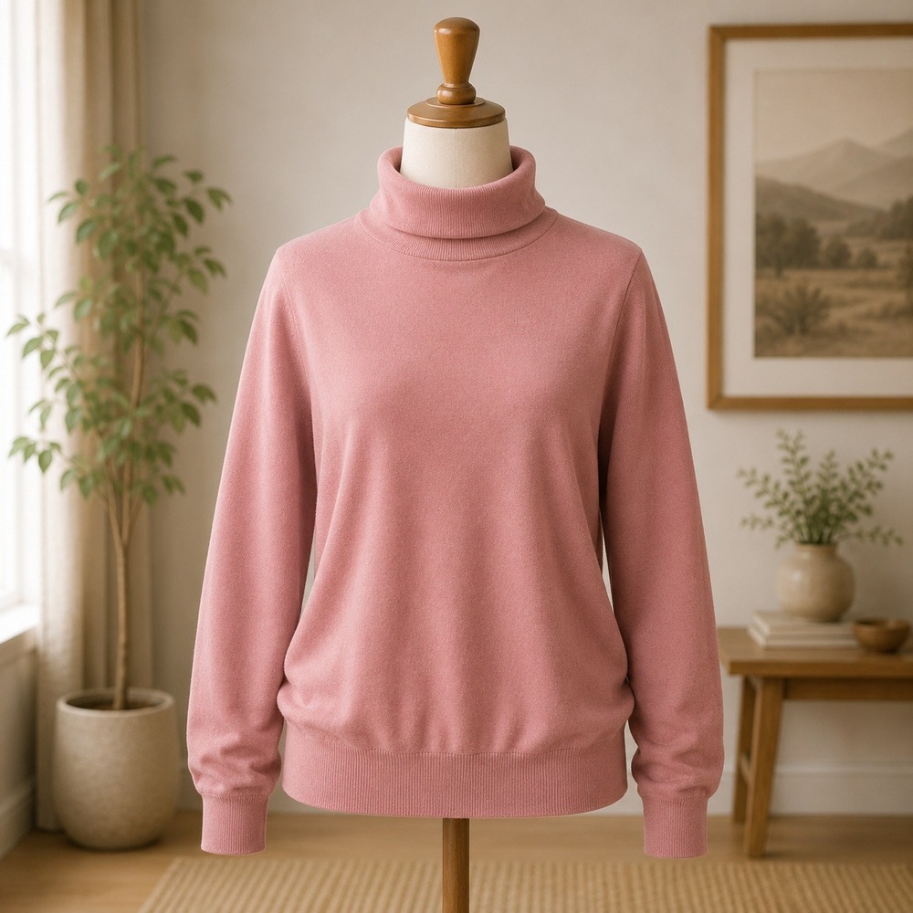 Madison Grey Turtleneck Sweater Womens Large Pink Long Sleeve Knit Pullover